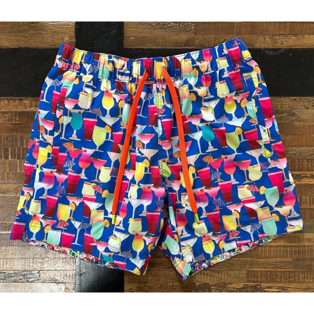 Robert Graham Poolside Drinks Cocktail Swim Trunks Classic Fit Size 32